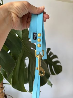 Smycz miejska Biothane Baby Blue | 200 cm | 16 mm | karabinek sprężynowy średni mosiężny