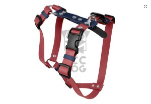 Szelki Biothane® Crimson Red / Ocean roz. M szer. 25 mm, okucia chromowane