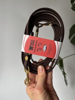 Smycz przepinana Dark Brown| 240 cm | 9 mm | karabinek sprężynowy mały mosiężny