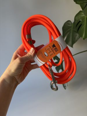 Otok z Biothane® Neon Orange 5 m | 8 mm | Karabinek duży sprężynowy chromowany
