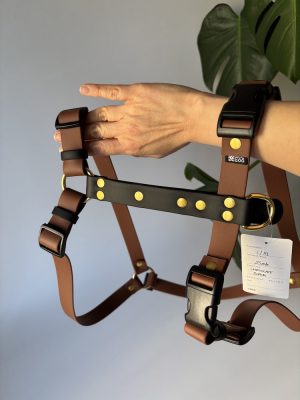 Szelki Biothane® Chocolate / Black roz. M szer. 25 mm, okucia mosiężne