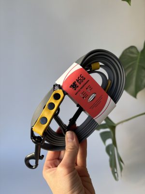 Smycz free hands dla psa Dark Grey / Mustard | 2,4 m | 16 mm | karabinek sprężynowy czarny średni