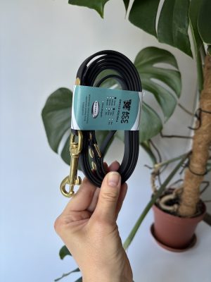 Smycz miejska Biothane Black | 150 cm | 9 mm | karabinek sprężynowy średni mosiężny