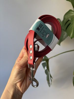 Smycz miejska Biothane Crimson Red | 200 cm | 19 mm | karabinek sprężynowy średni chromowany