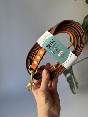 Smycz miejska Chocolate / Pumpkin | 300 cm | 16 mm | karabinek mosiężny sprężynowy średni