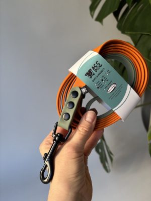 Smycz miejska Chocolate / Pumpkin | 300 cm | 16 mm | karabinek mosiężny sprężynowy średni