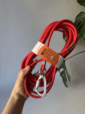 Otok z Biothane® Classic Red 5 m 8 mm karabinek aluminiowy zakręcany srebrny