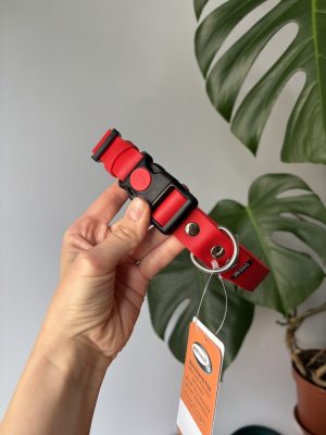 Obroża dla psa Safety Click Classic Red L | 25 mm | 44-52 cm | Chromowane