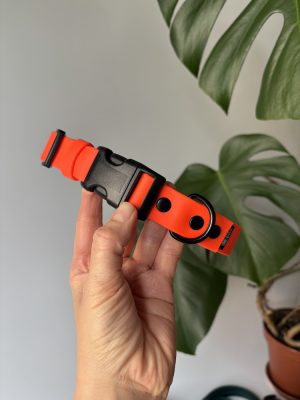 Obroża dla psa Duraflex Neon Orange M | 25 mm | 38-46 cm | Czarne