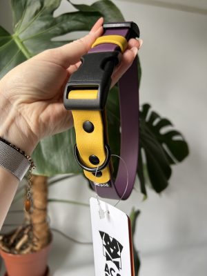 Obroża Duraflex Aubergine / Mustard M | 25 mm | 38-46 cm | czarne
