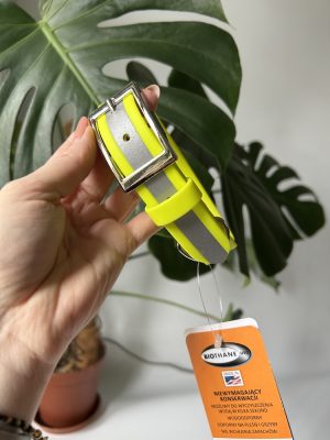 Obroża odblaskowa Neon Yellow M | 25 mm | 32-40 cm | Chromowane