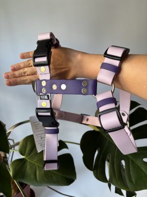 Szelki Biothane® Lavender / Violet roz. M szer. 25 mm, okucia stal nierdzewna